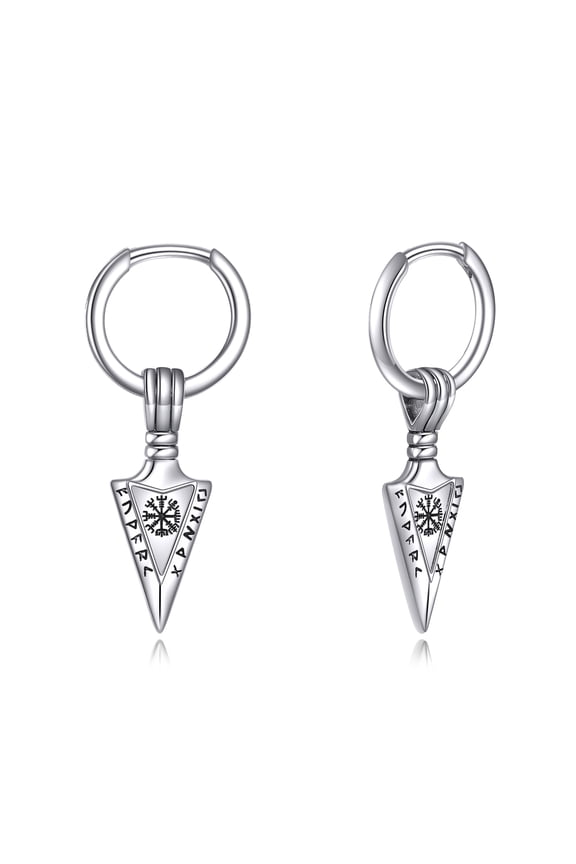Arrow Earrings 925 Sterling Silver Arrowhead Hoop Earrings Viking Jewelry Gifts for Women Men
