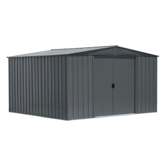 Arrow Essentials 10 x 10 x 6 ft Charcoal Steel Shed