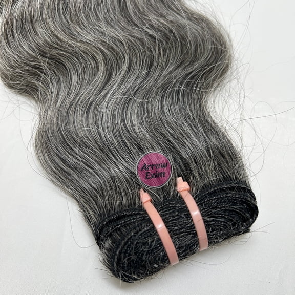 Arrow Exim Black and Grey Hair Extensions | Wavy Machine Weft - 10 inch, 100% Remy Human Hair for Women