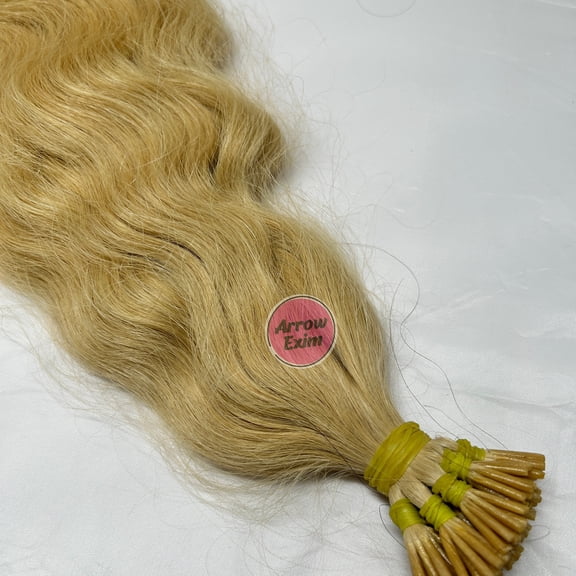 Arrow Exim Blonde Wavy I-Tip Hair Extensions – 100% Remy Human Hair, Natural Waves - 14 inch, 100% Remy Human Hair for Women