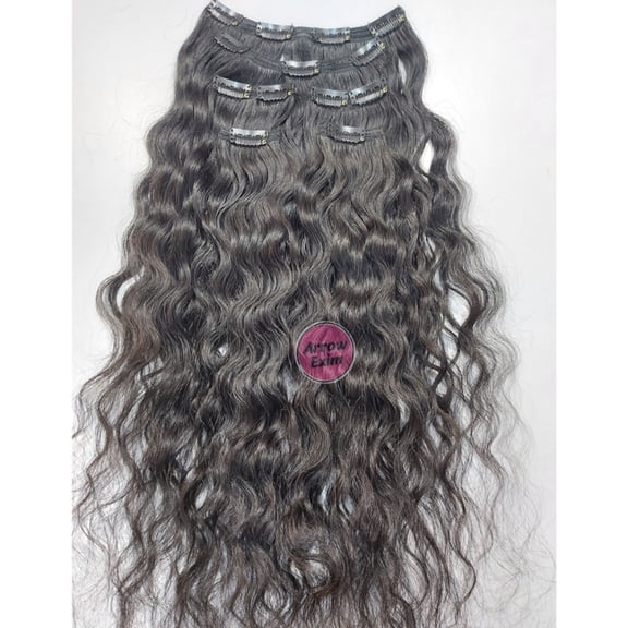 Arrow Exim Curly Clip-in Hair Extensions - 14 inch, 100% Remy Human Hair for Women