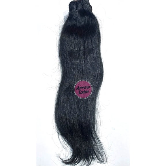 Arrow Exim Jet Black Raw Straight Hair Extensions - 10 Inch, 100% Remy Human Hair for Women