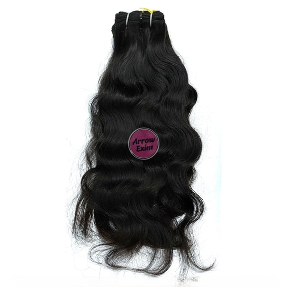 Arrow Exim Jet Black Raw Wavy Hair Extensions - 10 Inch, 100% Remy Human Hair for Women