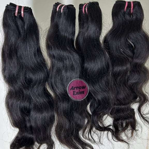 Arrow Exim Natural Wavy Virgin Human Hair – 4 Bundle Deal Double Weft Extensions - 24+24+26+26, 100% Remy Human Hair for Women