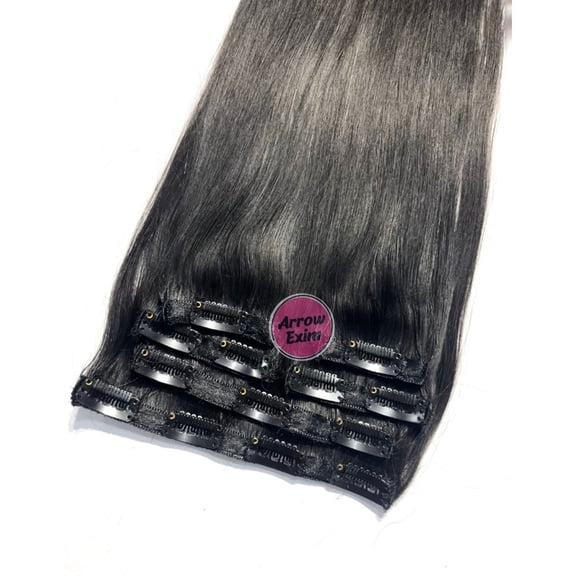 Arrow Exim Straight Clip in Human Hair Extensions - 22 inch, 100% Remy Human Hair for Women