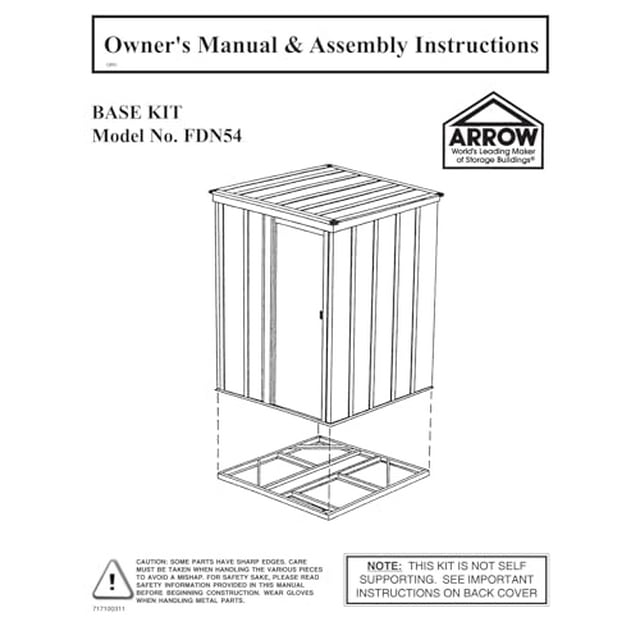 Arrow FDN54 Storage Shed with Floor Base Kit for 5'x4' Arrow sheds