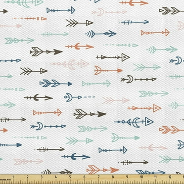 Ambesonne Arrow Fabric by the Yard Upholstery, Bohemian and Aztec Inspired, 2 Yards, Multicolor