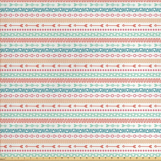Ambesonne Colorful Fabric by the Yard Upholstery, Aztec Tribe Maya Arrow, 5 Yards, Multicolor