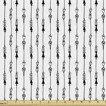 Arrow Fabric by the Yard Upholstery, Hand Drawn Repetitive Sticks Pattern Vintage Tribal Illustration Art Print, Decorative Fabric for DIY and Home Accents, 10 Yards, Black and White by Ambesonne