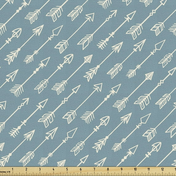 Ambesonne Arrow Fabric by the Yard Upholstery, Vintage Design Aztec, 10 Yards, Turquoise Beige