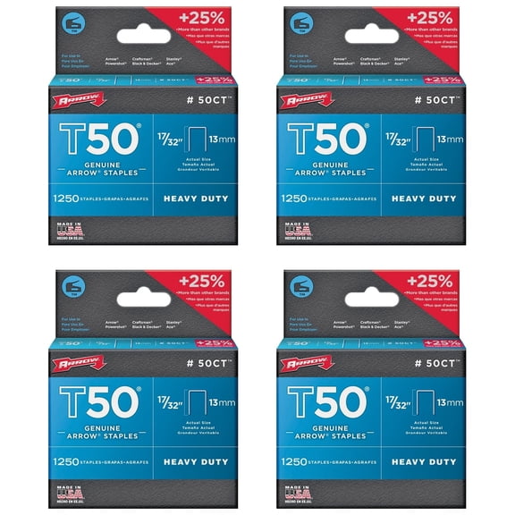 Arrow Fastener 17/32 in. L x 3/8 in. W Galvanized Steel Flat Crown Heavy Duty Staples 18 Ga. 1250 pk