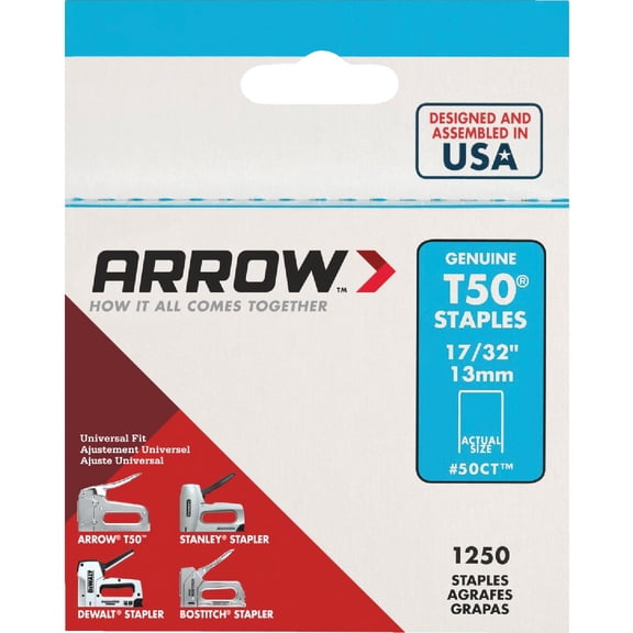 Arrow Fastener 17/32 in. L x 3/8 in. W Galvanized Steel Flat Crown Heavy Duty Staples 18 Ga. 1250 pk