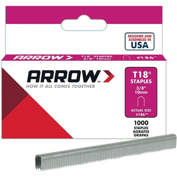Arrow Fastener 186 3/8" T18 Staples 1,000 Count