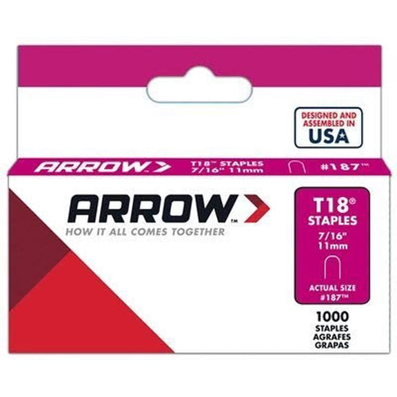 Arrow Fastener 187 1000-Count T-18 7/16-Inch Staple - Quantity 5