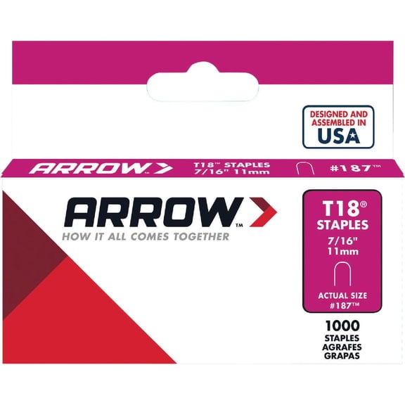 Arrow Fastener 187 1000-Count T-18 7/16-Inch Staple - Quantity 5