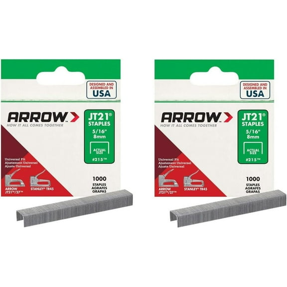 Arrow Fastener 215 Genuine JT21/T27 5/16-Inch Staples, 1,000-Pack - 2 Pack
