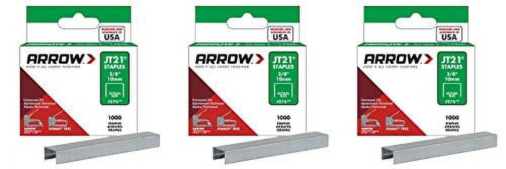 Arrow Fastener 276 Genuine JT21/T27 3/8-Inch Staples, 1,000