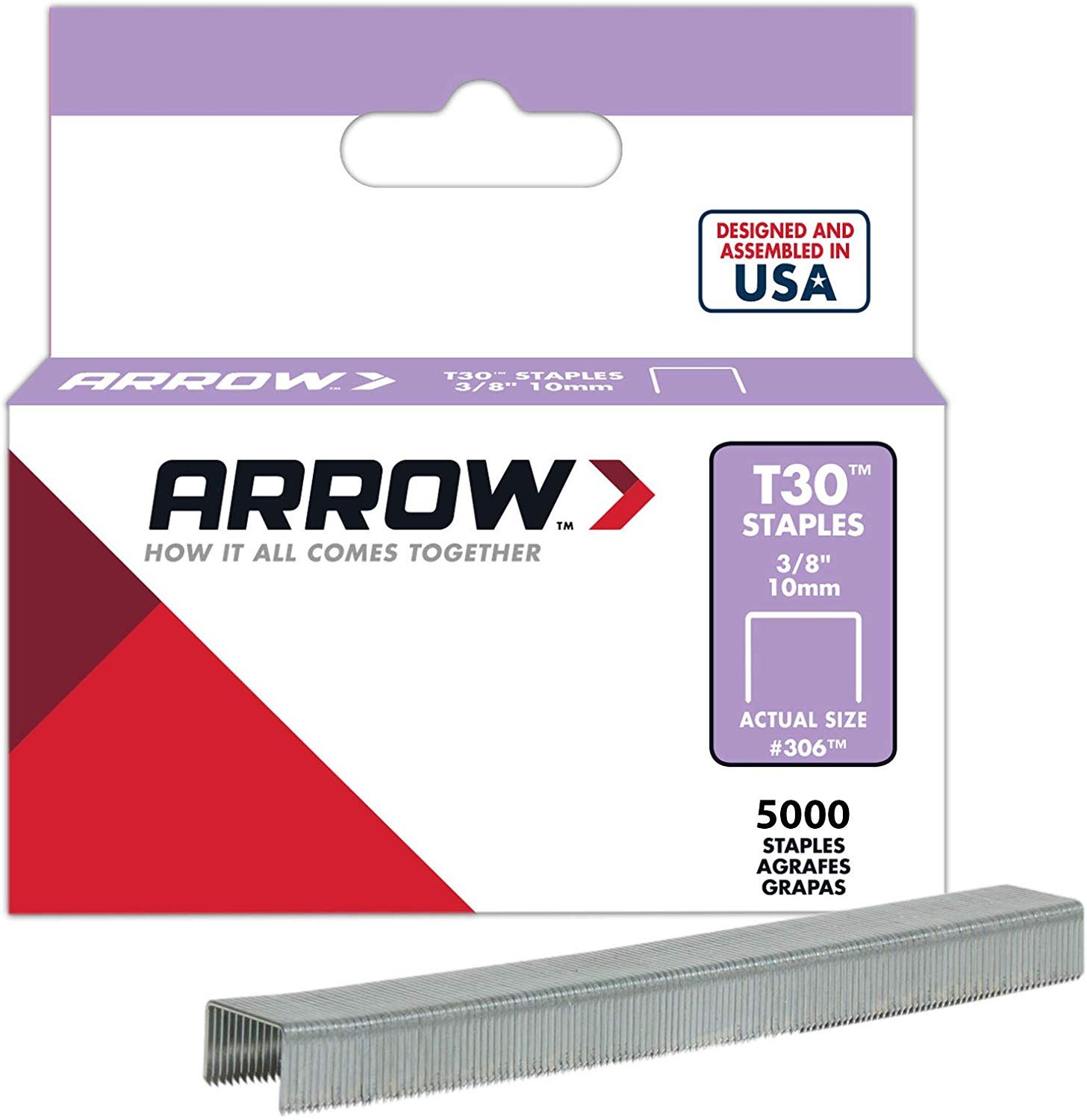 Arrow #266IP HT26 3/8" (10mm) Staples – 5,000 Count, Domed Head, Fits Bostitch H30-6 / STCR2619