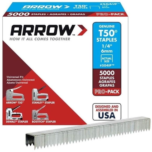 Arrow Fastener 504IP 1/4" T50 Staples 5000 Count