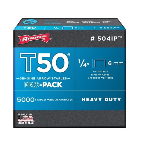 Arrow Fastener 504IP Genuine T50 1/4-Inch Staples, 5,000-Pack