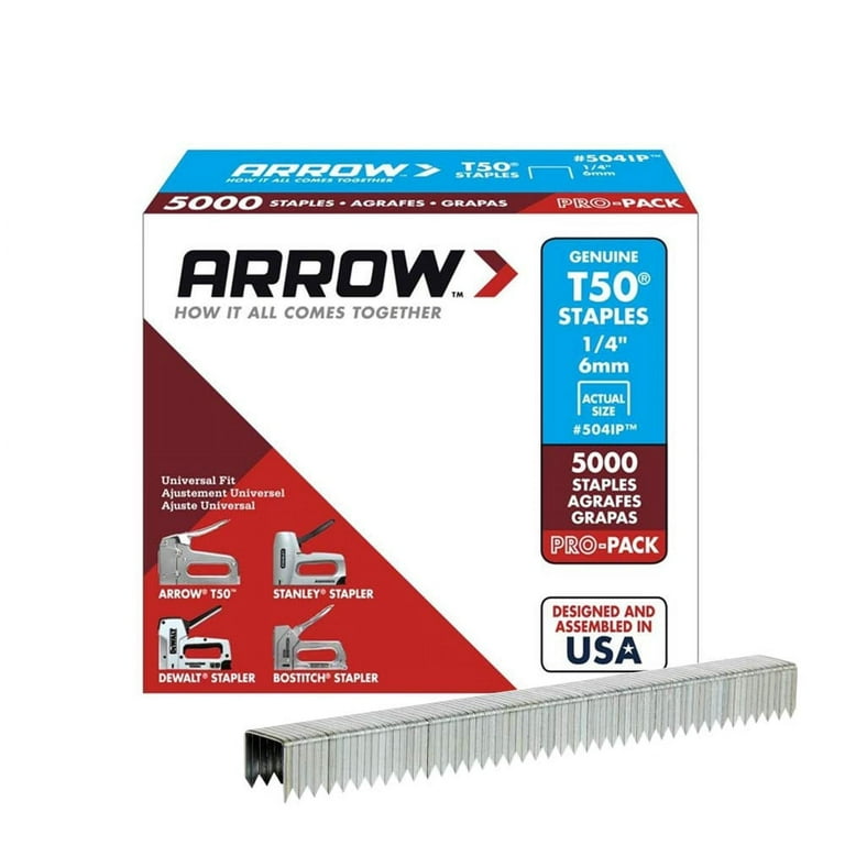 Arrow Fastener 1/4-Inch T50 Staples, 5000 Count Arrow Fastener 1/4-Inch T50 Staples, 5000 Count
