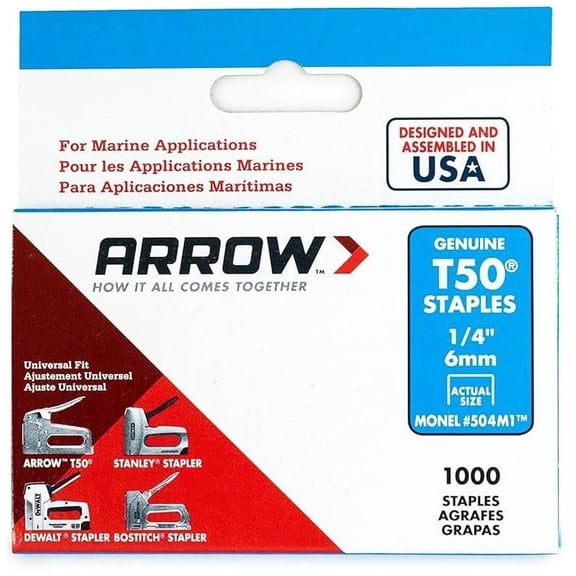 Arrow Fastener 504M1 1000 Pack, T50 .25 in. Staples