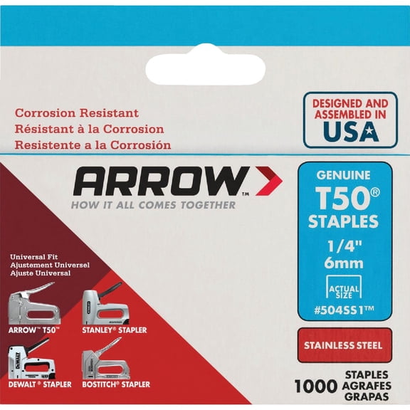 Arrow Fastener 504SS1 1/4 in. T50 Stainless Steel Staples