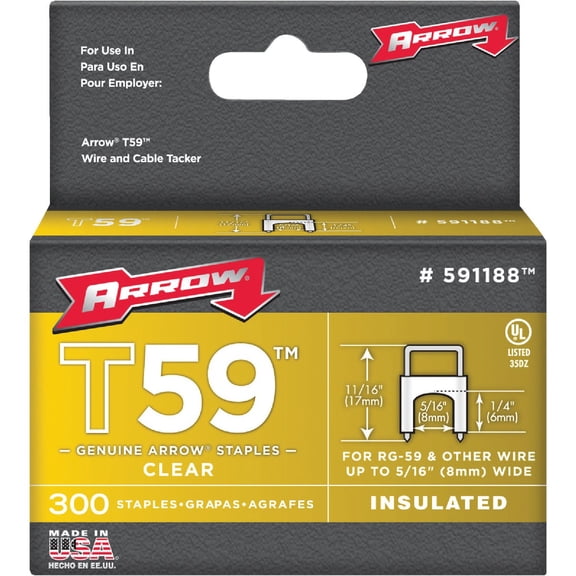 Arrow Fastener 591188 1/4 X 5/16 Clear T59 Staples