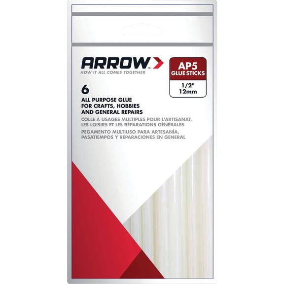 Arrow Fastener AP5 All Purpose 1/2-Inch Glue Sticks, 6-Pack