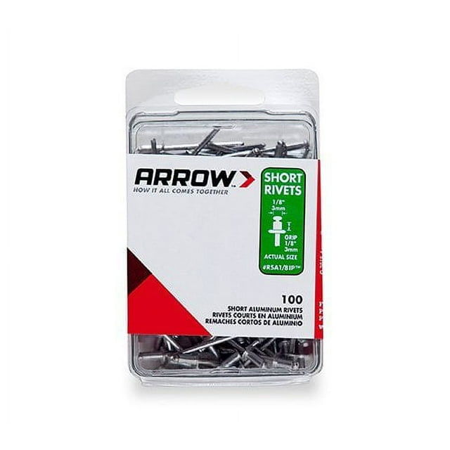 Arrow Fastener Aluminum Rivets, 1/8 x 1/8, Short - 1 PK (091-RSA1/8IP)