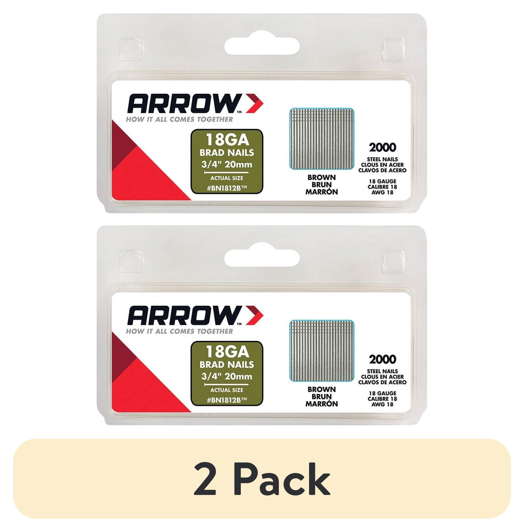 Arrow BN18 18 Ga. X 3/4 in. L Galvanized Steel Brad Nails 2000 pk 0.8 lb Arrow BN18 18 Ga. X 3/4 in. L Galvanized Steel Brad Nails 2000 pk 0.8 lb
