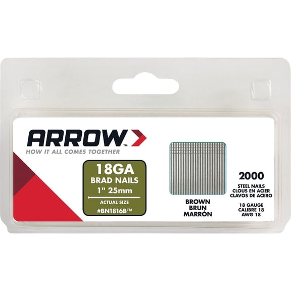Arrow Fastener BN1816BCS 1" Brown Nail Brad 2000 Count