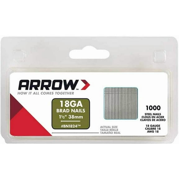 Arrow Fastener, BN1820CS, 1-1/4 in, Steel Brad Nails, 1000 Nail Count in Pack, Sold As 10 Packs