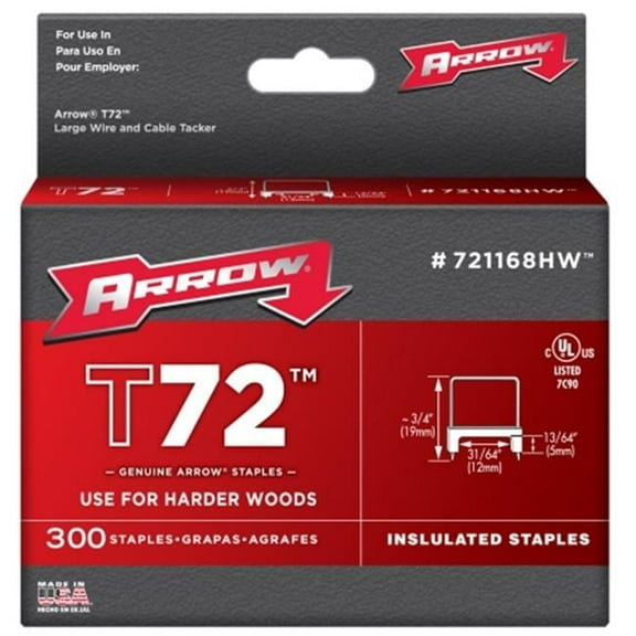 Arrow Fastener Co. .48in. T72 Hardwood Insulated Staples