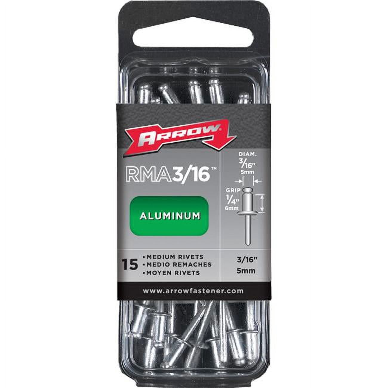 Medium Rivets Arrow Fastener Co. RMA.19 15 Count .19 in. Medium Aluminum Rivets ...