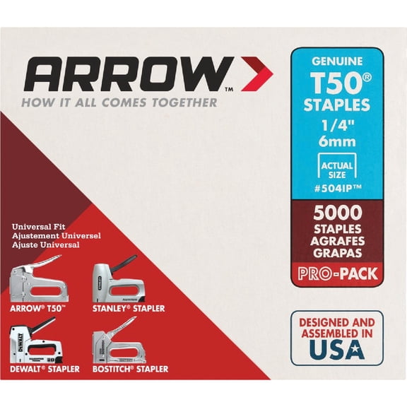 Arrow Fastener General-Purpose Staples 504IP - for Staple Gun, Cap Stapler - 1/4", 5000 Count
