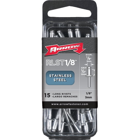 Arrow Fastener RLST1/8 Hardware Blind Rivets - 1/8 in Stainless Steel, 15 Count