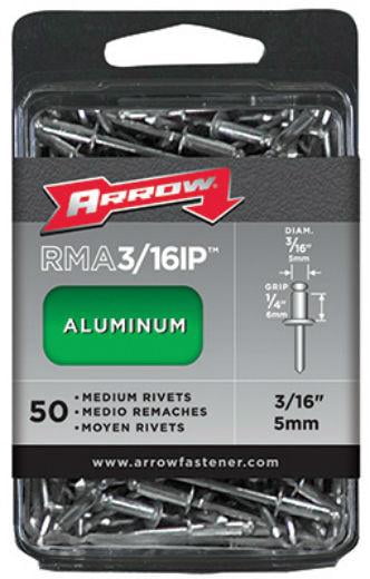 Arrow Fastener RMA3/16IP Medium Aluminum Rivet Industrial Pack, 50 ...