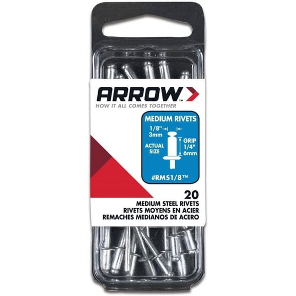 Arrow Fastener RMS1/8 1/8" Medium Steel Rivets 20 Count
