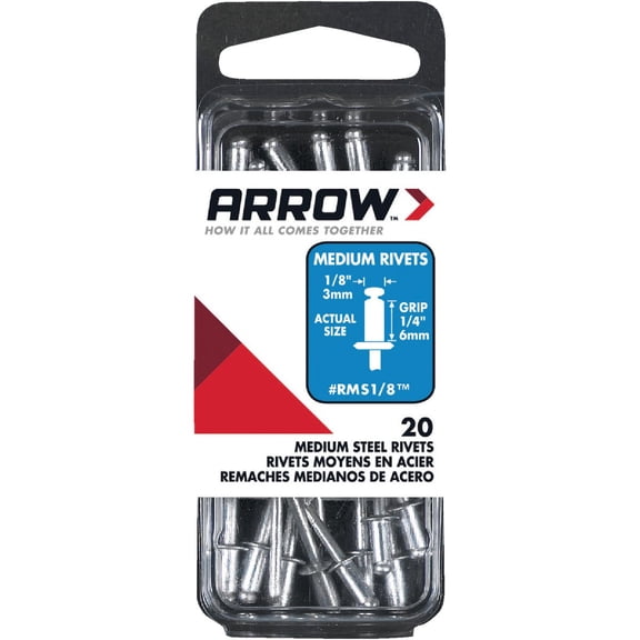 Arrow Fastener RMS1/8 Steel Rivets - 1/8 In Medium Blind Rivets, 20 Count