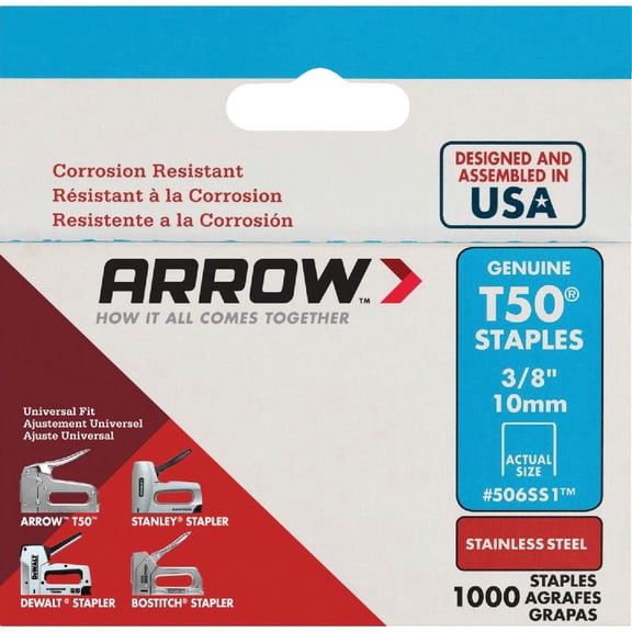 Arrow Fastener Staple T50 SS 3/8IN 1000PK