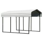 Arrow Carports Galvanized Steel Carport, Compact Car Metal Carport Kit, 10' x 15' x 9', Eggshell