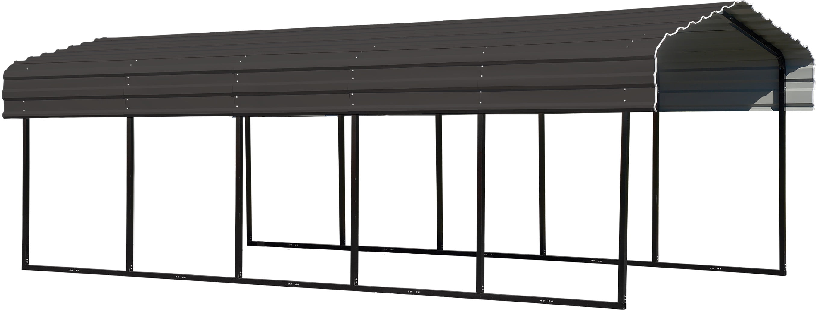 10' x 24' Charcoal Galvanized Steel Carport with Black Frame