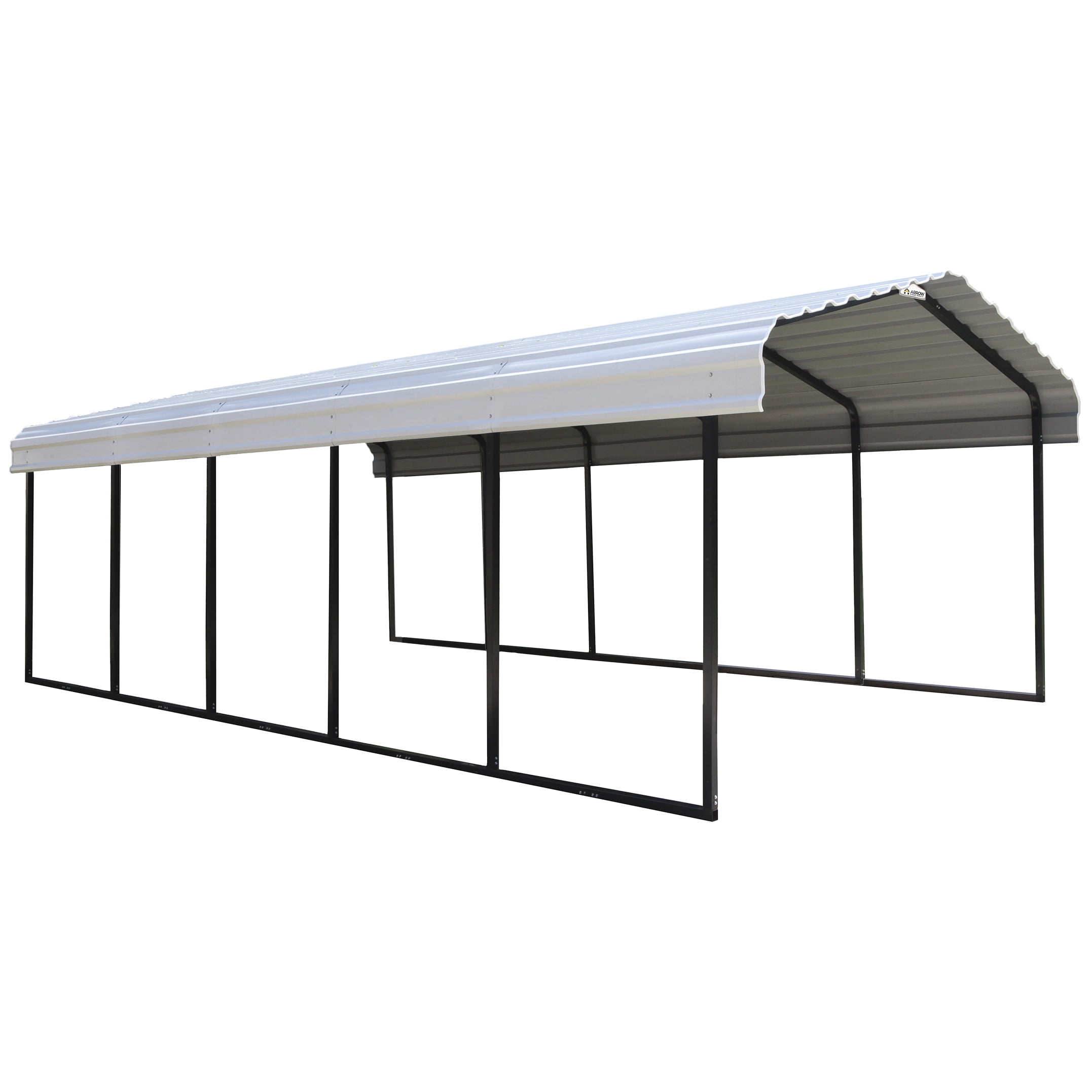 12' x 24' Eggshell Galvanized Steel Carport with Black Frame