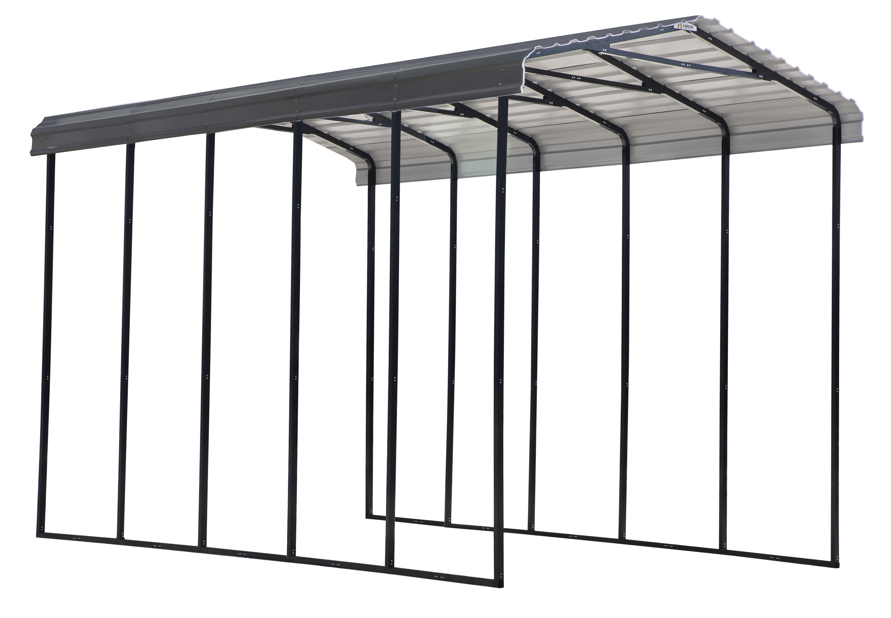 Charcoal Galvanized Steel Peak Roof Carport Kit, 14' x 24'