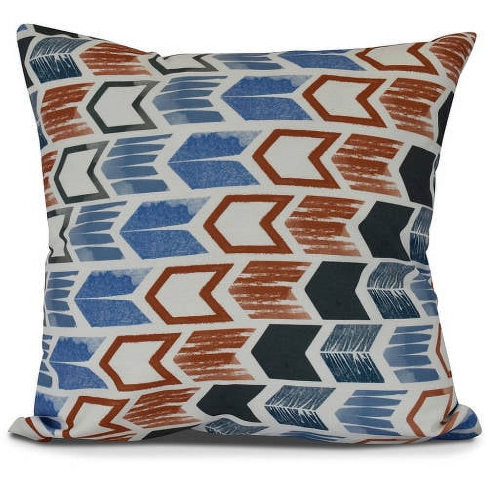 Gray and Blue Geometric Arrow Square Throw Pillow