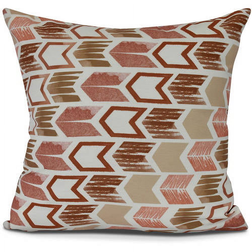 Taupe and Brown Geometric Square Polyester Throw Pillow