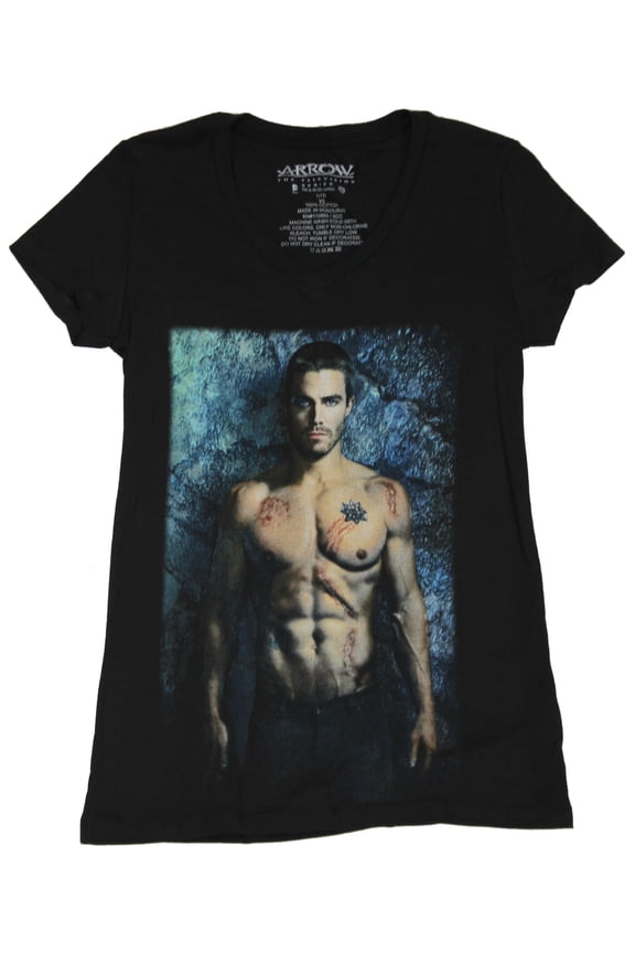 Girls Juniors T-Shirt - Photo Image of Shirtless Green Arrow (Small)