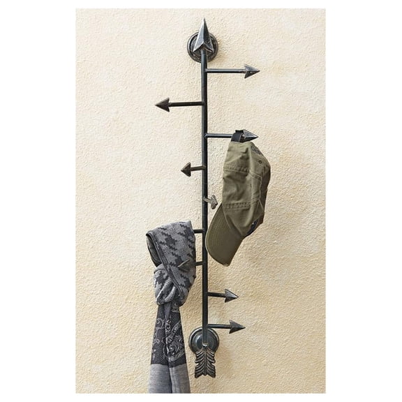 Arrow Hat & Coat Rack, Includes Nine Arrows that Swivel to, 11" W x 3" D x 33 1/2" H