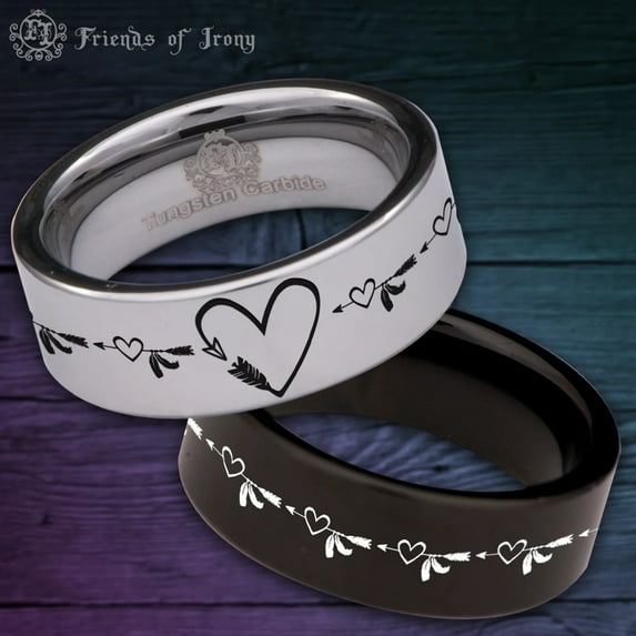 Arrow Heart Tungsten Carbide Ring